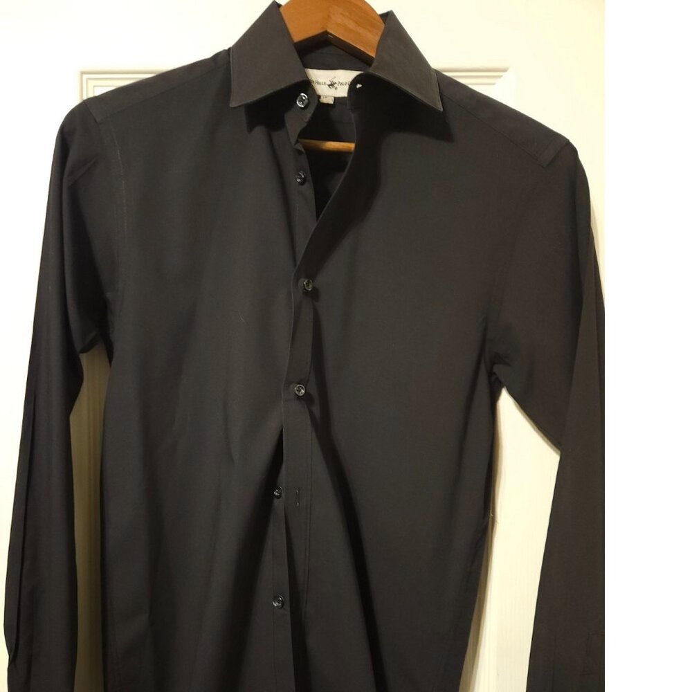 Boys black button-down long-sleeve shirt
